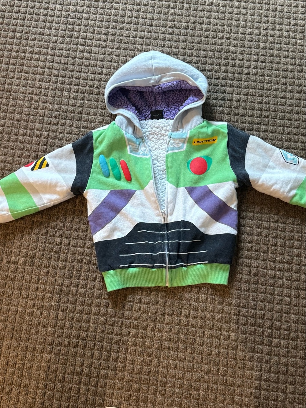 Disney Buzz Lightyear Costume Hoodie in White, Green, Purple, Black